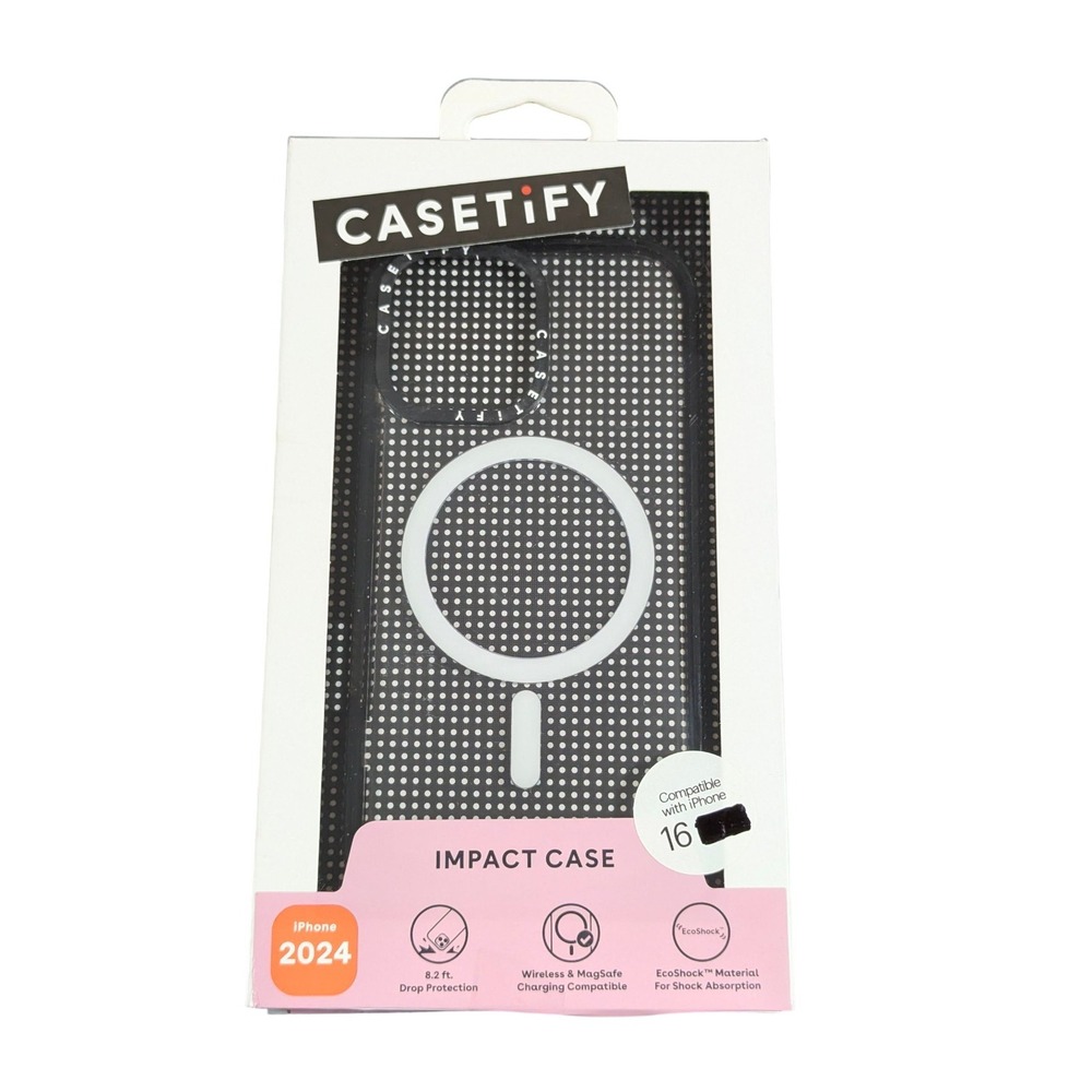 Aa6U CASETiFY Impact Case w/ Magsafe for iPhone 16 - Clear/Black Gently Used